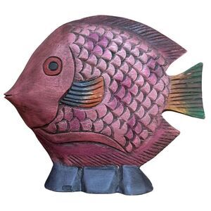 Carved vintage Wood Tropical Fish by APM Company